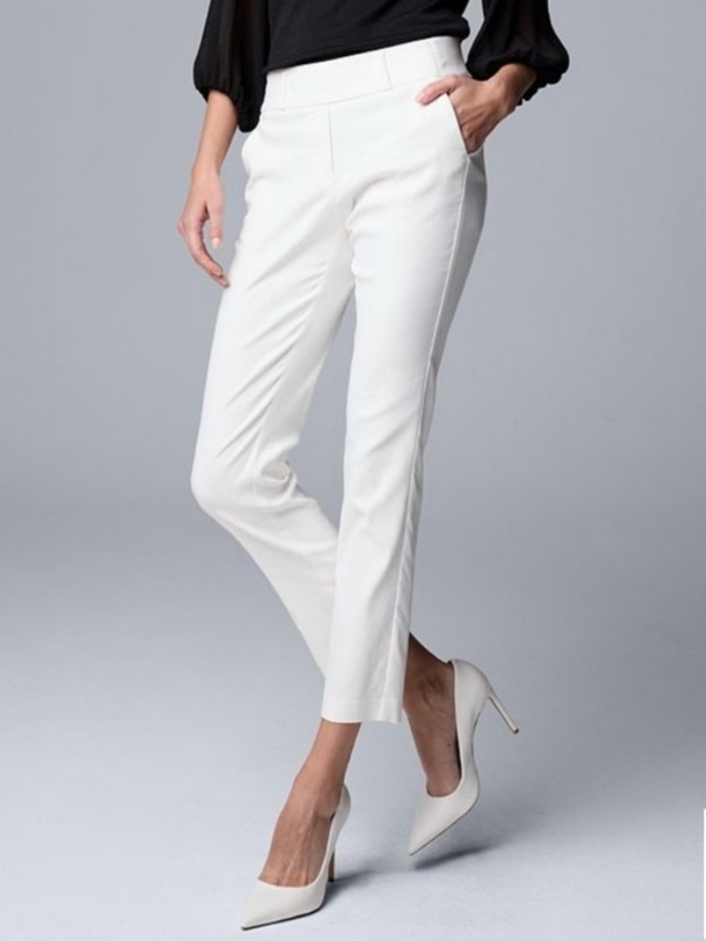 NWOT Simply Vera Vera Wang Mid-Rise Skinny White Pull-On Ankle Pants Sz XL